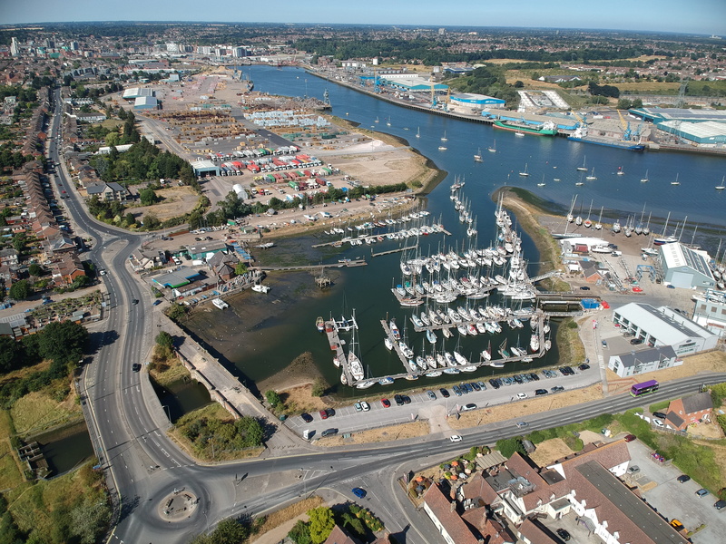 ipswich, arial, car, road, river, street, outdoors, transportation, city, travel, built structure, united kingdom, drone, connection, cityscape, motor vehicle