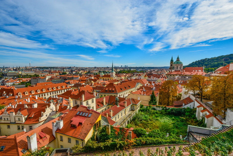 village, house, view, summer, nature, building exterior, town, tree, church, czech, garden, scenic, high angle view, built structure, daytime, residential district