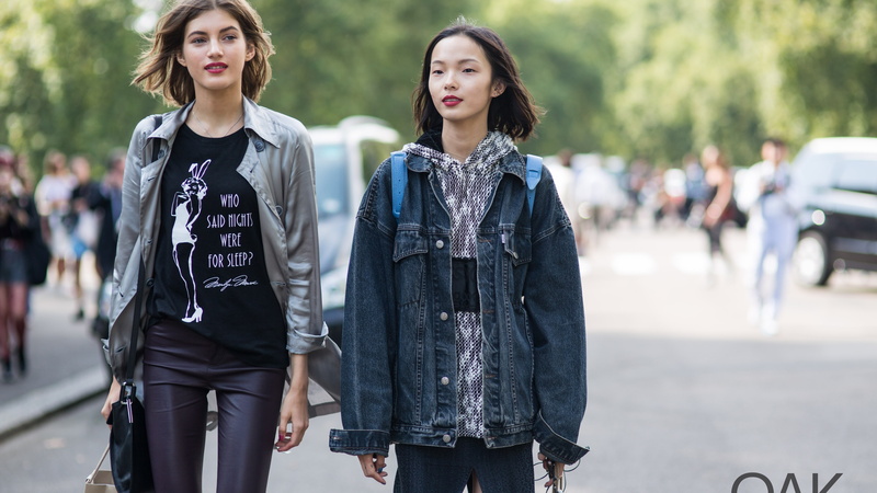 model, smile, denim, Valery Kaufman, street, Top Fashion Models 2015, s, women, leggings, shirt, Xiao Wen Ju, black, blue, 5K, two, gray, outfit, jacket
