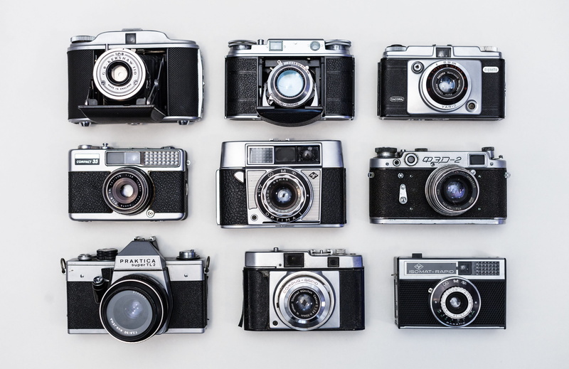 home video camera, variation, photographic equipment, analog, lens - eye, cut out, photographic, 5K, large group of objects, group, old, film, photography