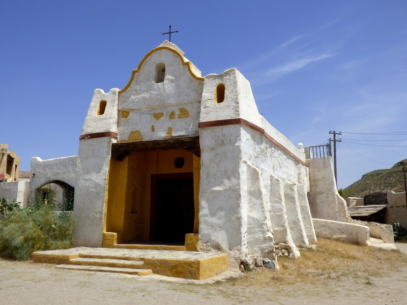blue, architecture, old, sunlight, day, religion, building, christian, building exterior, outdoors, ancient, far west, abandoned, cross, church, sky, belief