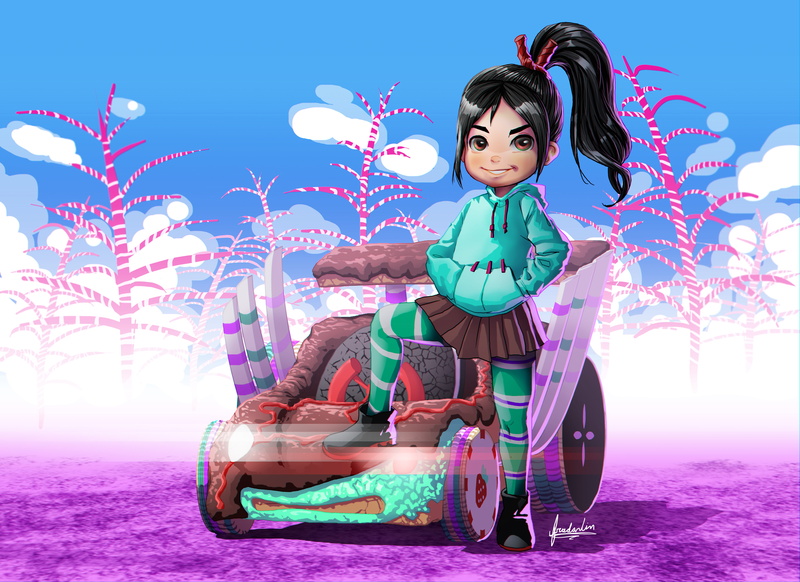 2018 movies, blue, 5k, beauty, artwork, artist, nature, sitting, one person, 4K, mode of transportation, sky, lifestyles, beautiful woman, wreck it ralph 2