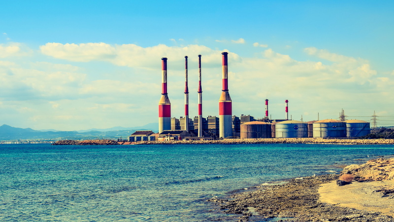 waterfront, built structure, smoke stack, pollution, energy, oil industry, cloud - sky, industrial, architecture, environmental issues, Chimneys, nature