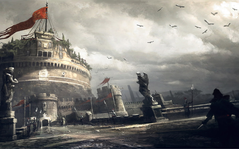 creed, 1080P, artwork, games, assassins, brotherhood, video, hadrian, mausoleum, roma, cityscapes