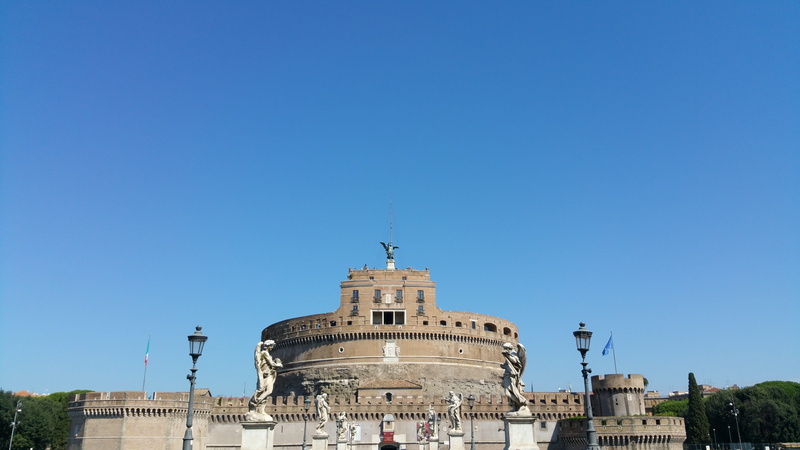 sant angelo, the past, sunny, travel destinations, Sant Angelo, blue, low angle view, hadrian, city, building, Castle, Rome, history, copy space, built structure