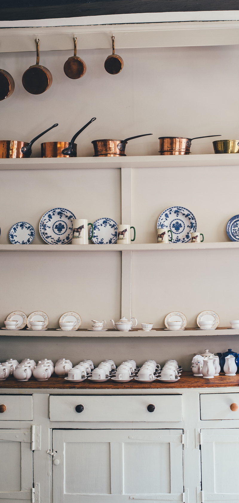 equipment, domestic kitchen, shelf, white color, pans, ceiling, home, day, lighting equipment, crockery, variation, choice, kitchen, kitchen utensil, clean