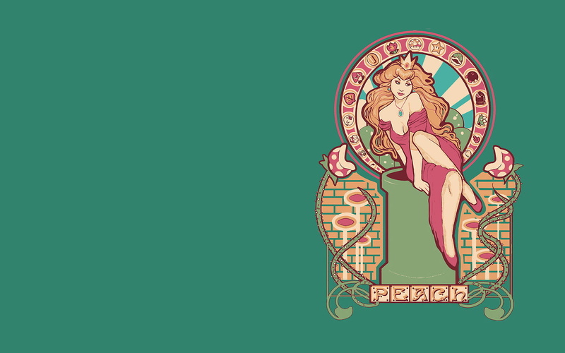 video games, super, peach, mario, green, illustration, princess, 720P, hd