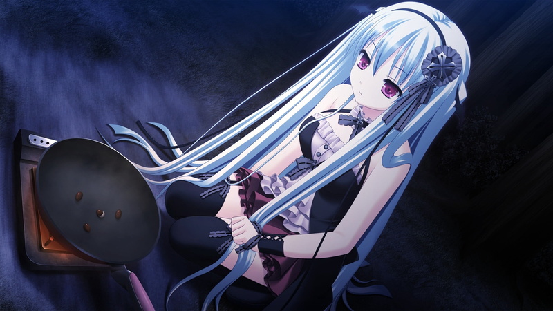 haired, frying pan, female, blond, transportation, arts culture and entertainment, mode of transportation, shinigami no testament, men, astronaut, indoors