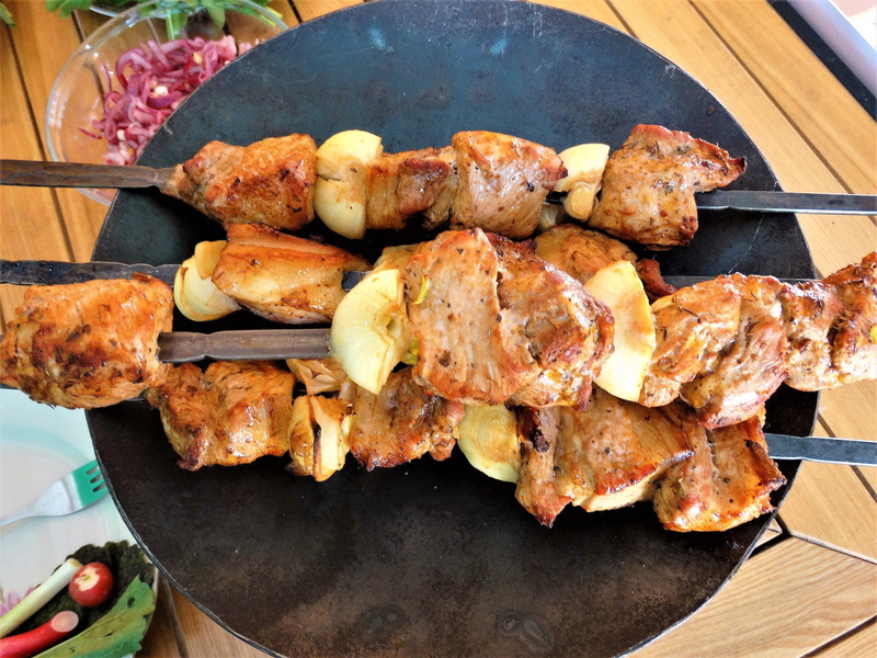 2K, cooking, on the nature, wellbeing, barbecue, frying, close-up, grilled, meat, tandoor, meal, tasty, indulgence, preparing food, summer, high angle view