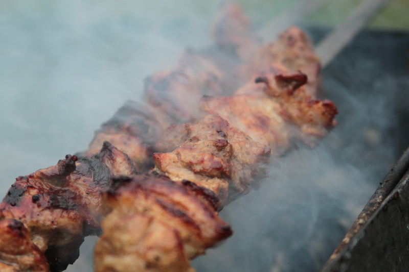 burning, picnic, grilled, selective focus, food and drink, peknik, fire - natural phenomenon, fried, fry, on the nature, Meat, pollution, close-up, outdoors