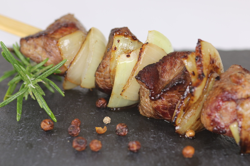 garnish, close-up, vegetable, meat, seafood, grilled, freshness, healthy eating, roasted, lamb, grill, food, delicious, hearty, shish kebab, food and drink