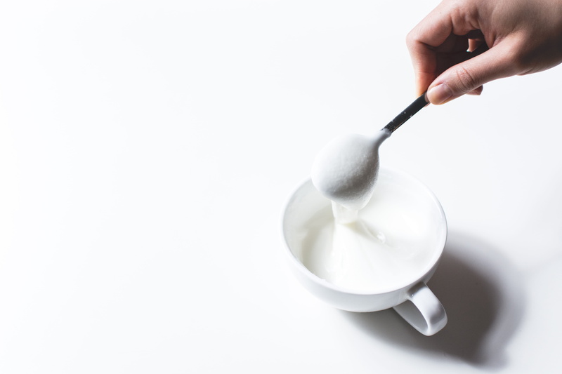 kitchen Utensil, human body part, copy space, white background, coffee cup, teaspoon, cup, studio shot, Easter, drinking, 5K, food, one person, mug, drink