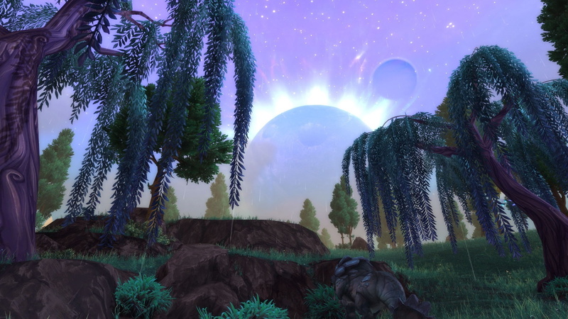 night, Trees, non-urban scene, world of warcraft, no people, growth, beauty in nature, tree, cloud - sky, environment, purple, tranquil scene, 1080P, Shadowmoon Valley