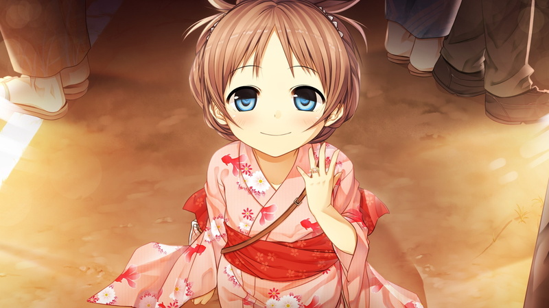 smiling, rings, 2K, cg, d, blush, eyes, hai, clothes, anime, abstract, brunettes, novel, japanese, girls, visual, blue, hd, game, art, Blue Eyes, kimono