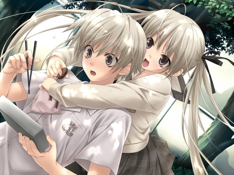 game cg, sora, girls, art, food, Yosuga no Sora, kasugano, hd, 720P, cg, seifuku, abstract, Ribbons, game, yosuga, d, twintails, anime