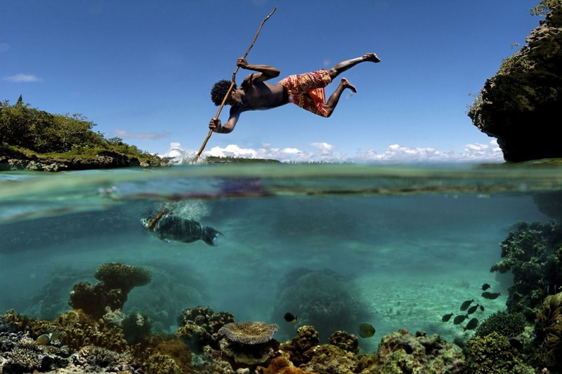 freedom, motion, 720P, sea, solid, underwater, full length, rock, sky, sport, nature, mid-air, fish, orange, one person, water, lifestyles, s, rock - object