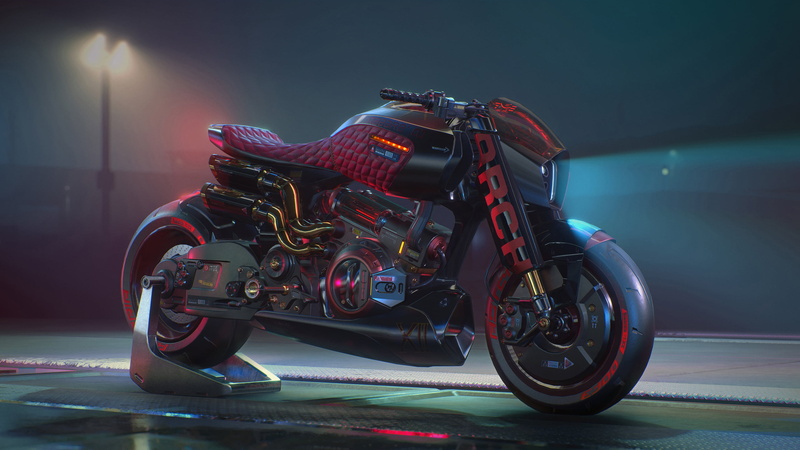 video games, futuristic, ARCH Nazaré, ARCH Motorcycle, video game art, Cyberpunk 2077, 2K, cyberpunk, digital art, Jakub Przybolewski