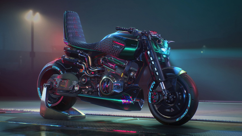 2K, cyberpunk, ARCH Nazaré, Jakub Przybolewski, Cyberpunk 2077, futuristic, digital art, ARCH Motorcycle, video game art, video games