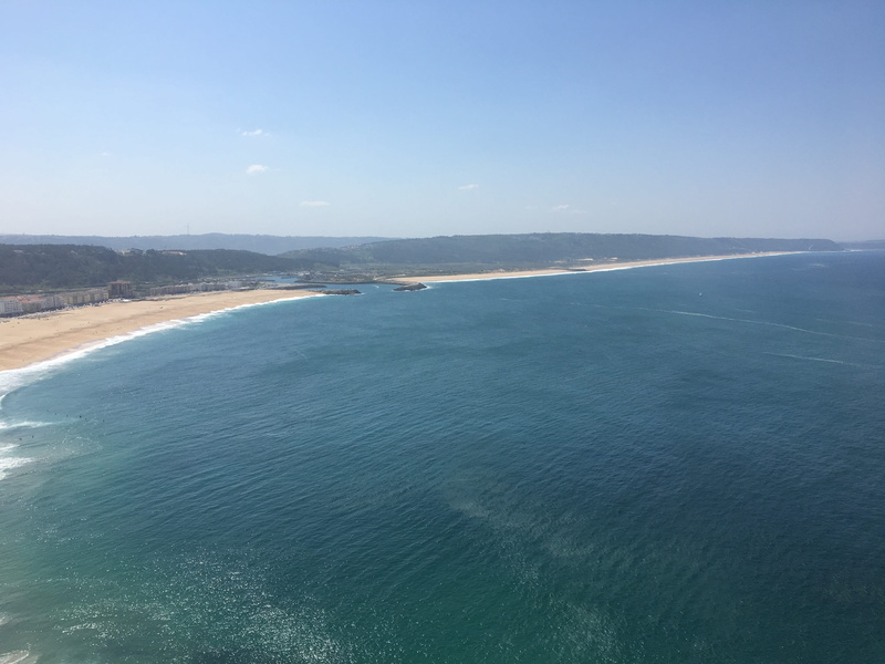 tranquility, day, peninsula, high angle view, 4K, nazaré, waterfront, land, scenery, water, beauty in nature, mountain, beach, shoreline, portugal, slope