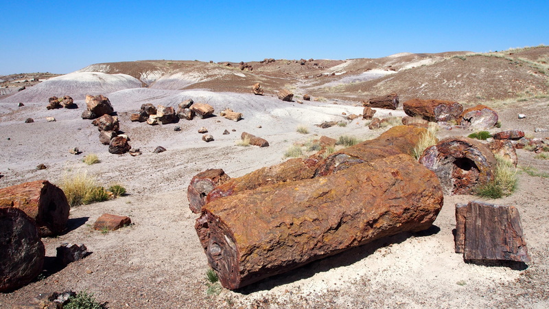 mountain, tranquil scene, climate, clear sky, environment, 4K, scenics - nature, landscape, arizona, rock formation, semi-arid, petrified wood, arid climate