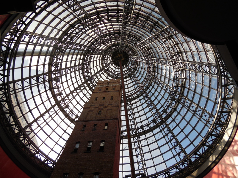 shape, indoors, famous Place, landmark, view, low angle view, metal, tower, city, built Structure, australia, glass - Material, building, architecture and art