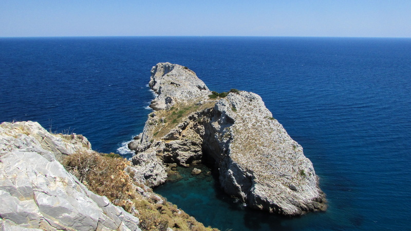 scenics - nature, rock, no people, water, day, horizon over water, eroded, outdoors, sea, landscape, blue, sky, high angle view, cliffs, rock - object