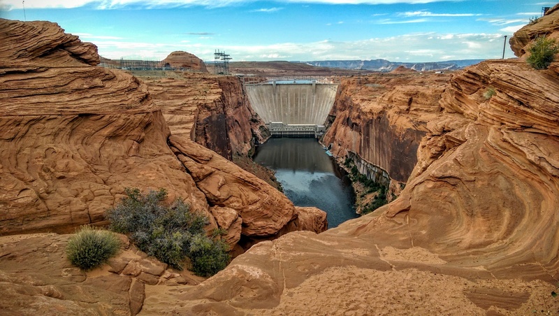 dam, built structure, geology, solid, scenics - nature, river, glen canyon, day, eroded, colorado river, arizona, rock, 2K, outdoors, hydroelectric power
