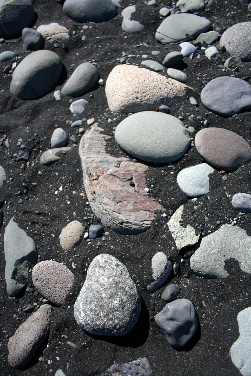 pebble, beach, rock, sea, outdoors, day, high angle view, stone, shape, textured, island, sand, landscape, icelandic, 2K, beach rocks, rocks, stone - Object