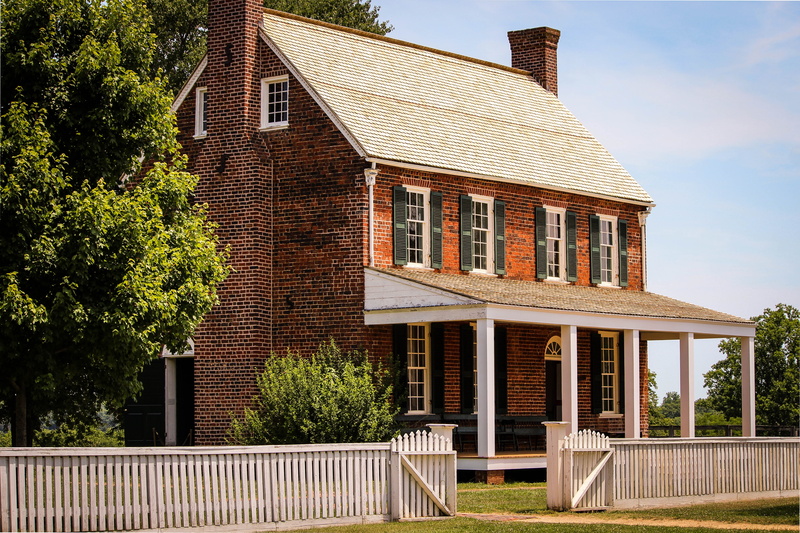 building, house, tree, window, day, american civil war, home, railing, architecture, historic building, sky, nature, 5K, appomattox court house, residential district
