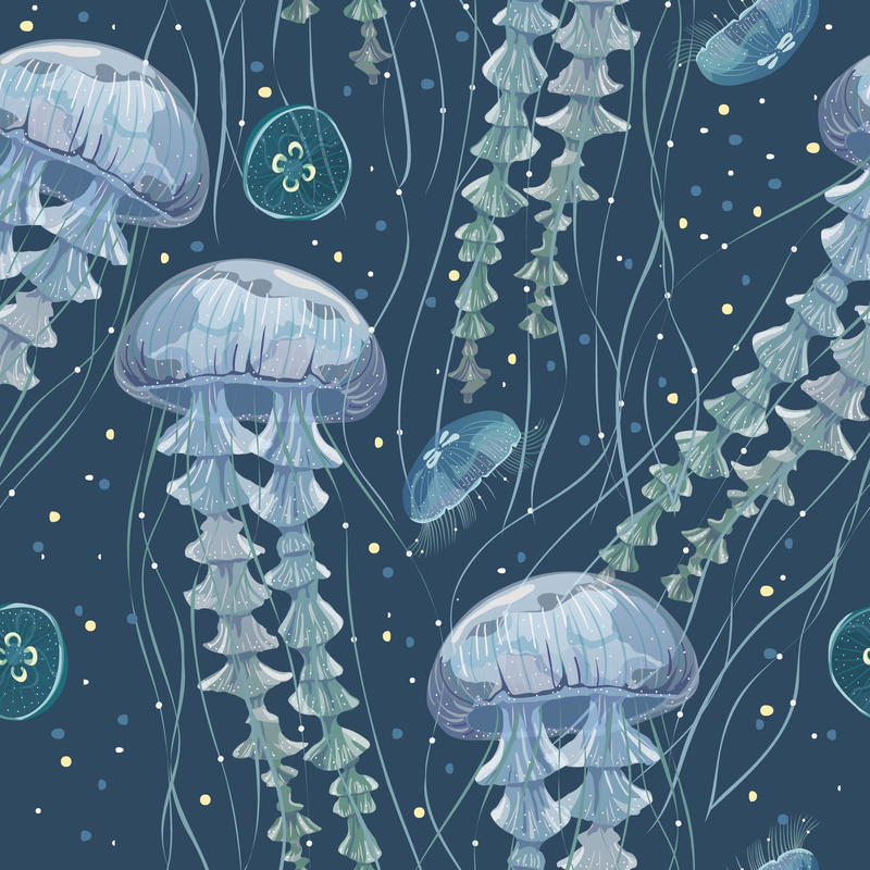 2K, jellyfish, underwater world, tentacles, art, algae