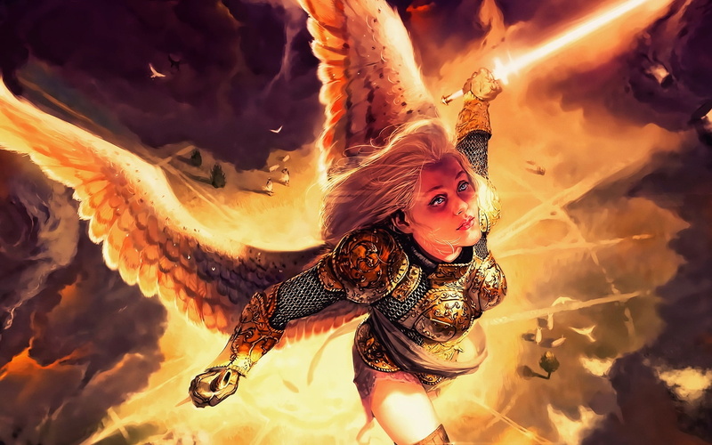 blonde, fantasy girl, women, fantasy art, artwork, Magic: The Gathering, angel, 1080P, wings