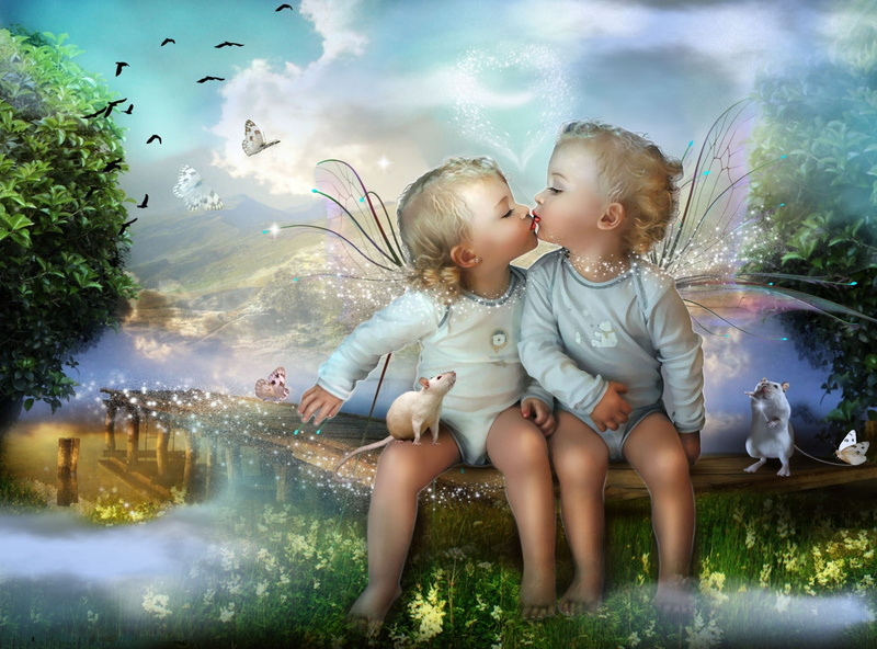 love, baby, Magical, 1080P, mood, Magic, bokeh, fantasy, children, wings, fairy, cute, Child