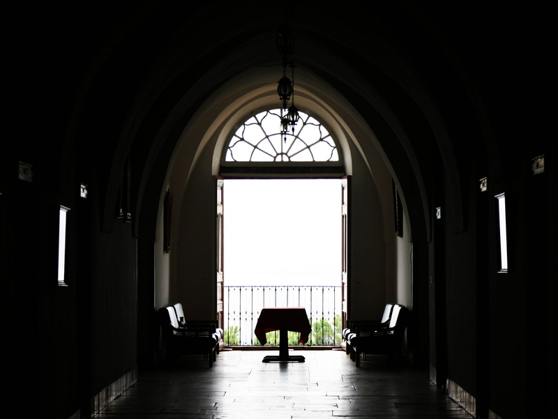 arcade, meditation, symmetry, built structure, black, open, 2K, serenity, qannoubine monastery, no filter, indoors, light, lebanon, entrance, day, door
