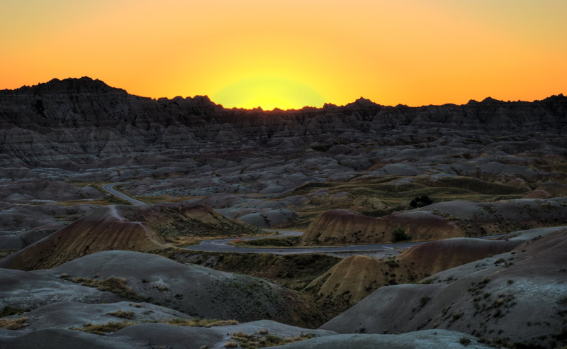 Sunset, no people, Park, climate, tranquility, scenics - nature, land, landscape, beauty in nature, National, physical geography, mountain, Badlands, tranquil scene