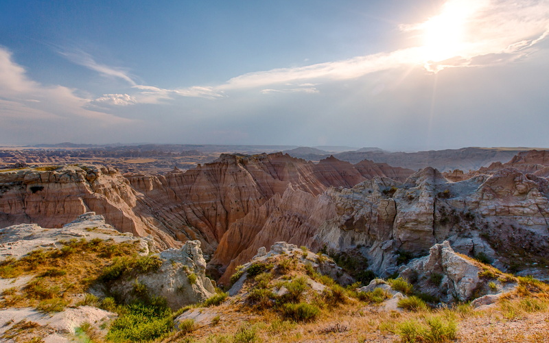 4K, sky, no people, sun, physical geography, southdakota, beauty in nature, cloud - sky, badlands, climate, scenics - nature, geology, nature, sunlight