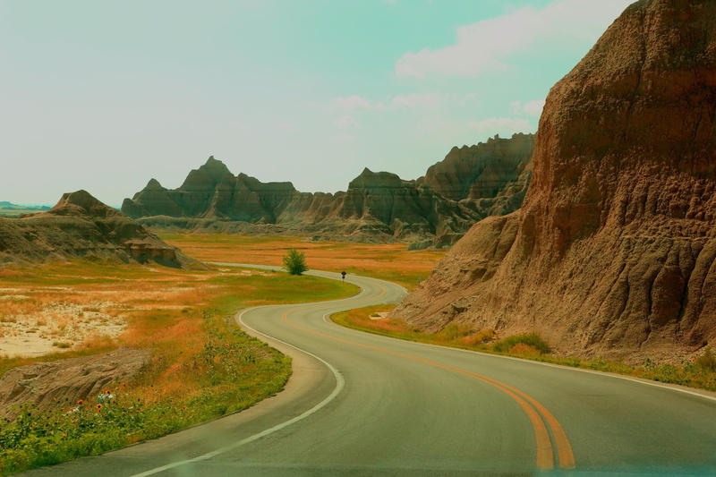 badlands, colorful, highway, photo, round, desert, nature, beautiful, road, dakota, colors, 720P, mountains