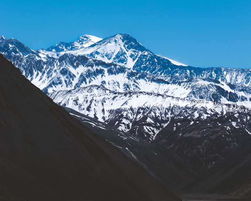 snow, cold temperature, physical geography, scenery, wilderness, ice, landscape, clear sky, embalse el yeso, cordillera, winter, beauty in nature, lake