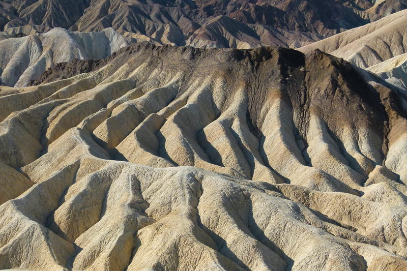 high angle view, hot, eroded, beauty in nature, solid, scenics - nature, tourist attraction, geology, environment, zabriskie point, rock, arid climate