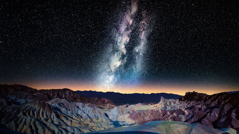 Zabriskie Point, USA, mountains, night, 1080P, galaxy, far view, stars, landscape, nature, Milky Way, California