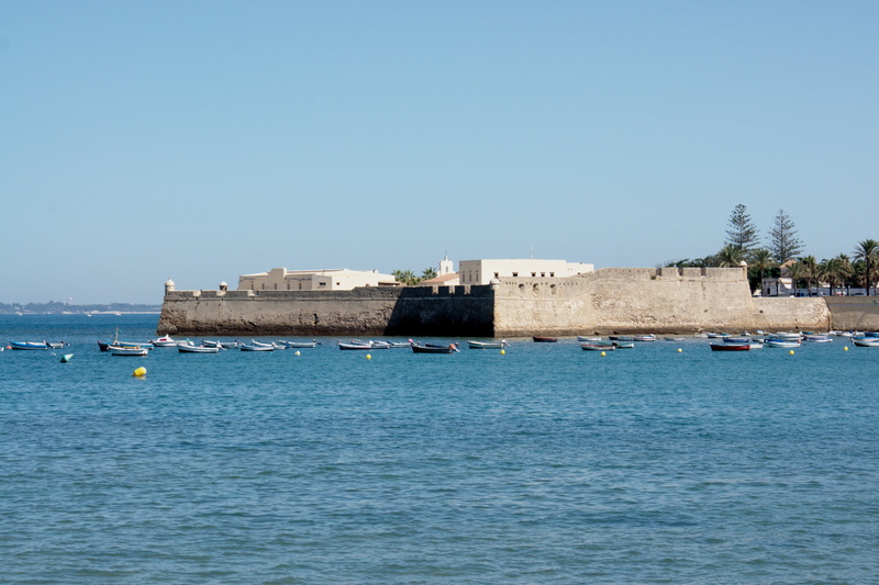 cadiz, sky, 4K, copy space, history, spain, travel destinations, nautical vessel, city, waterfront, travel, lagoon, nature, clear sky, blue, castle of st catherine