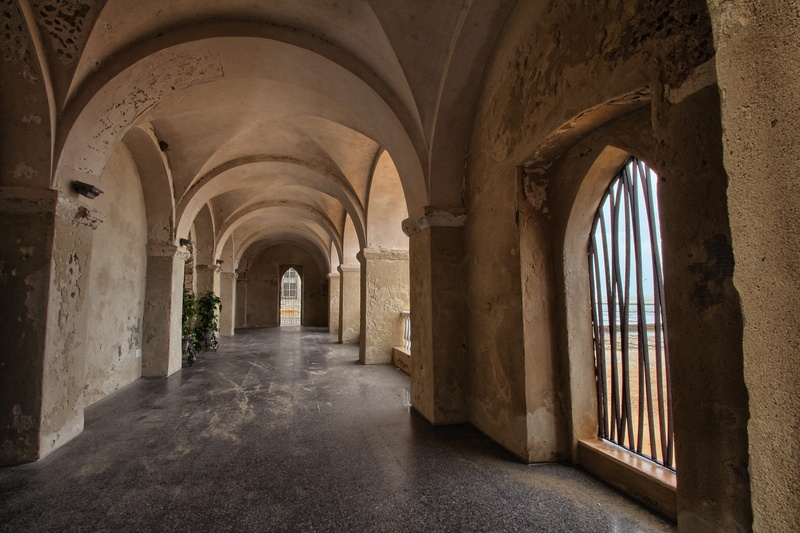 no people, abbey, old, architecture, 5K, arched, the way forward, indoors, direction, castle chipiona, empty, jaimepf, colonnade, day, ceiling, window
