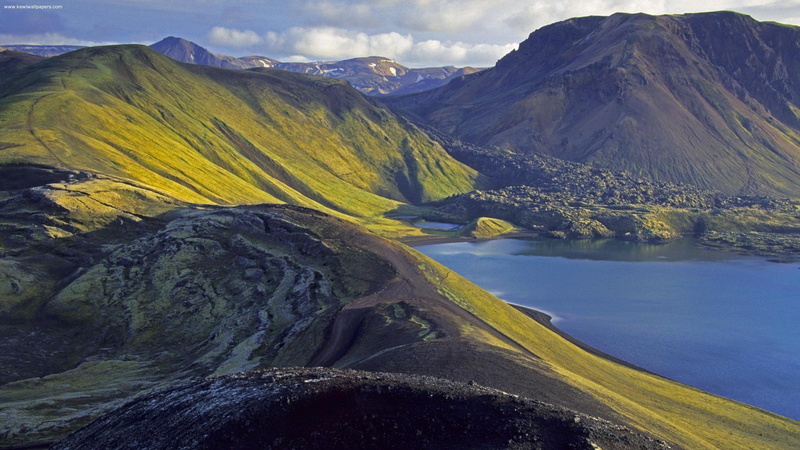 frostastadavatn, south, highl, grass, fields, coast, nature, icel, lake, 1080P, iceland, water, 3d and abstract