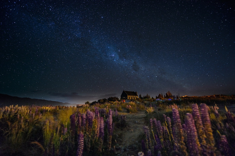 meteor, petaled, flowers, science, house, scenics - nature, adventure, blue, land, milky, way, galaxy, the milky way, New Zealand, environment, astronomy