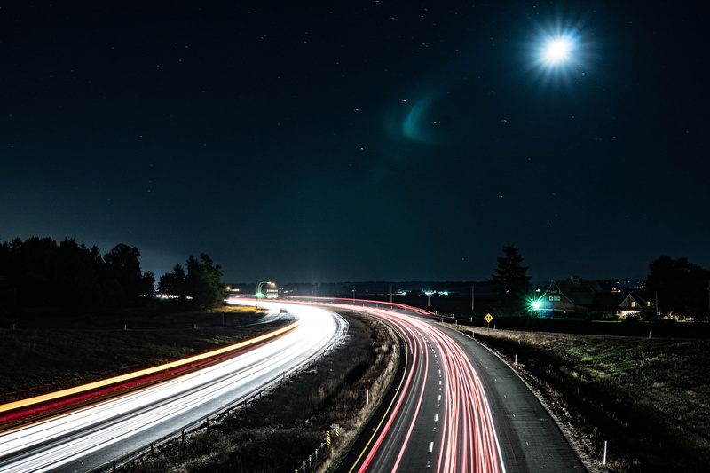 no people, tail light, moon, photography, road, cars, wa, light trail, glowing, highway, nature, 5K, lights, light streak, lapse, light, direction, star - space