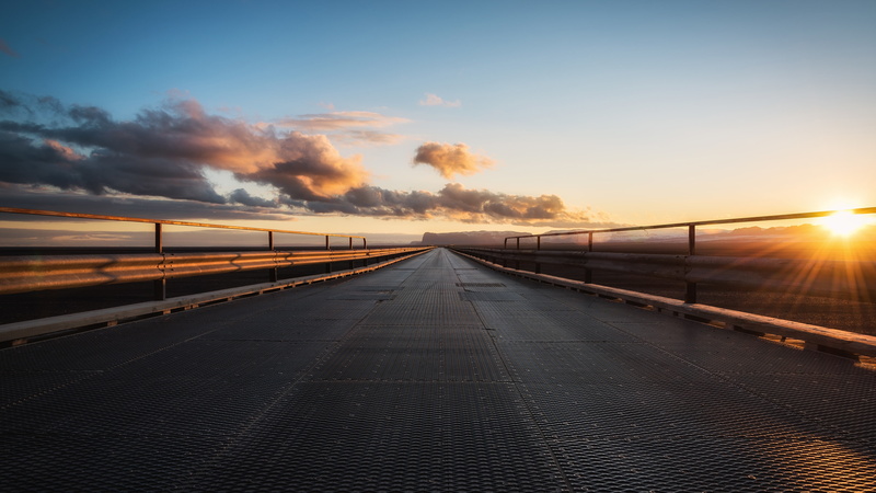 4K, floor, orange, concrete, Road, Morning, Sunrise, gray, sunset