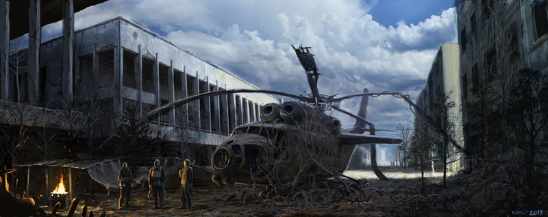 scrap metal, industry, decline, built structure, cloud - sky, ruined, outdoors, stalkers, war, no People, broken, iron - Metal, helicopter, mode of transportation