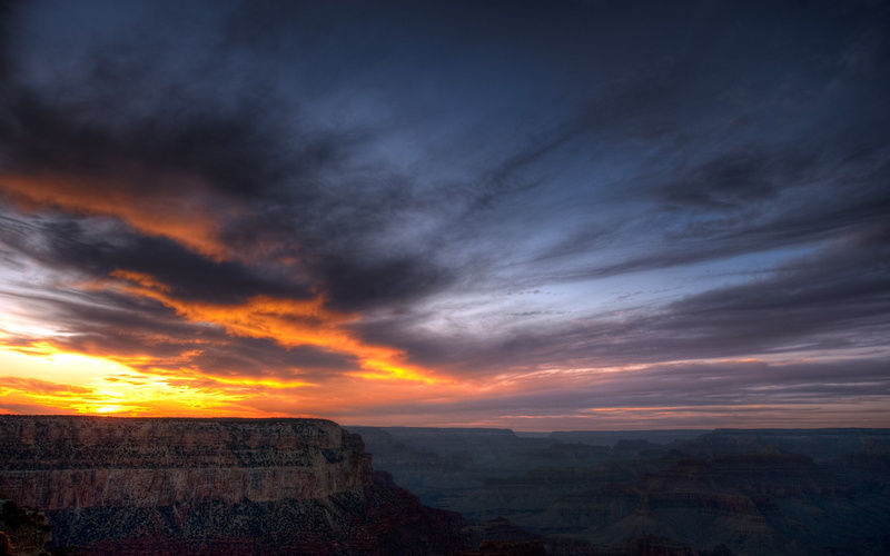 sunset, hd, nature, arizona, 2K, desert, grand, national, park, canyon