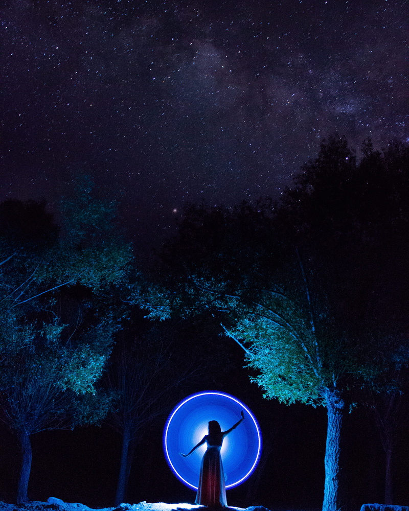 4K, girl, astronomy, plant, circle, color, no people, scenics - nature, trees, dance, milky way, star - space, model, growth, dress, space, india, pattern