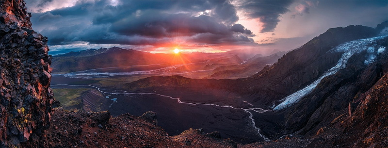 clouds, mountains, travel, rock - object, scenics - nature, panoramas, landscape, outdoors, rock, travel destinations, nature, sunset, sun rays, solid