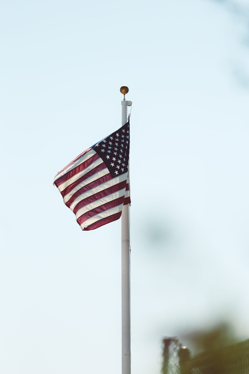 photo, flag, wind, usa, battleship, emblem, pole, no people, waterfowl, transportation, ship, u, nature, copy space, airliner, california, patriotism, blue